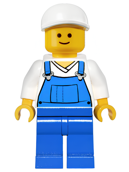 Минифигурка Lego Overalls Blue over V-Neck Shirt, Blue Legs, White Short Bill Cap twn138